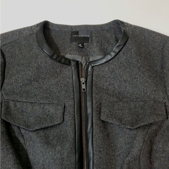 The Limited Womens Medium Blazer Zip Jacket Neutral Professional Gray Academia - Picture 2 of 8